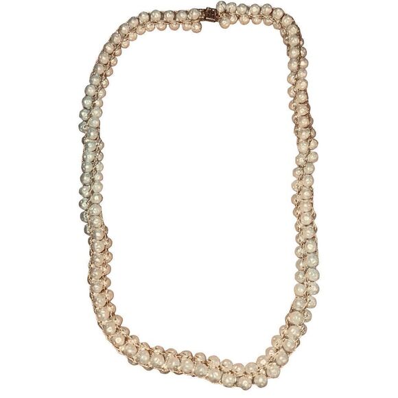 Vintage 1950’s Faux Moon Pearl Crochet Necklace - Picture 11 of 13